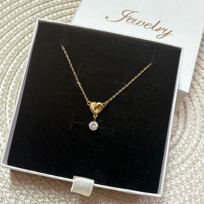 Heart Crystal Drop Pendant Necklace
