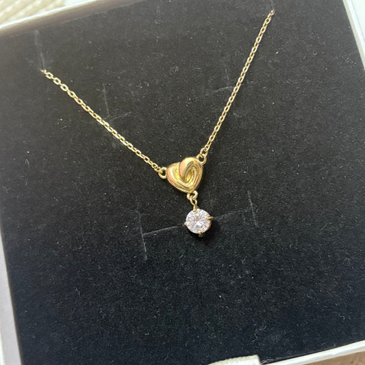 Heart Crystal Drop Pendant Necklace