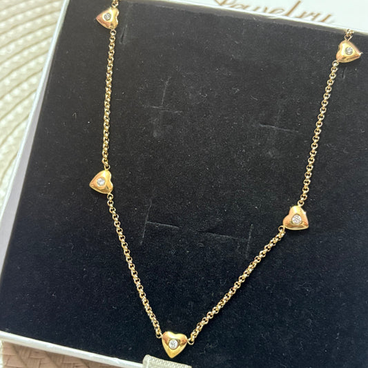 Delicate Multi Heart Crystal Necklace