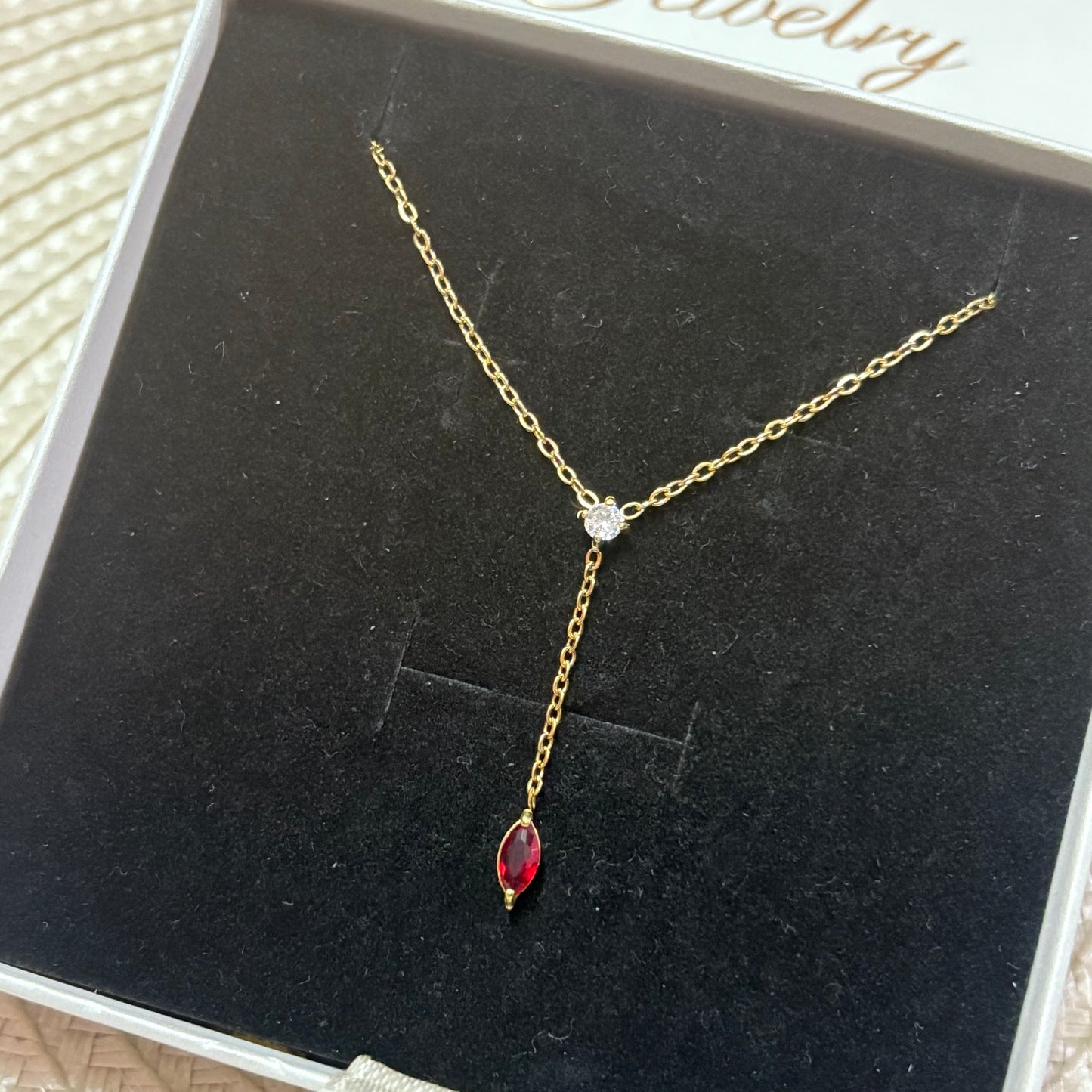 Aurielle Charm Red Stone Necklace