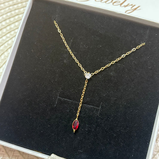 Aurielle Charm Red Stone Necklace