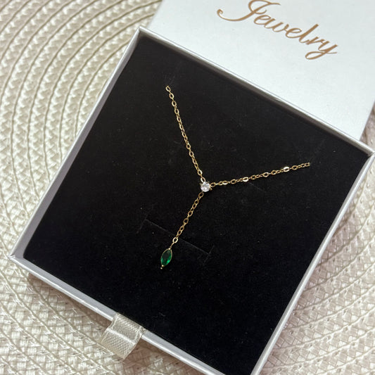 Aurielle Charm Green Stone Necklace