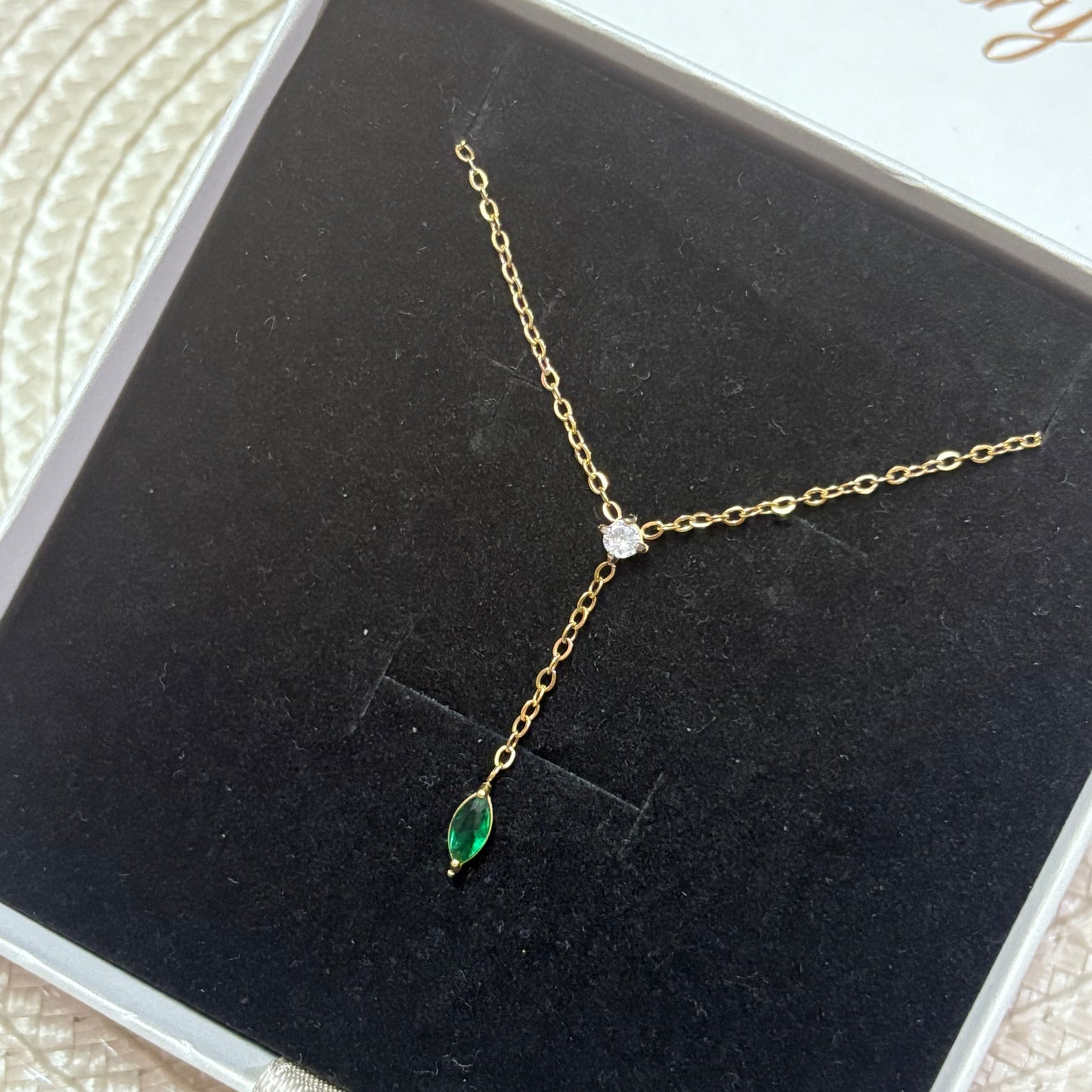 Aurielle Charm Green Stone Necklace