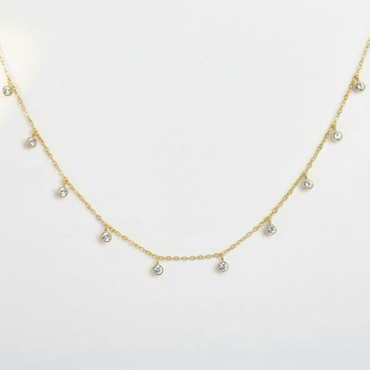 Bezel Set Crystal Necklace - Anti-Tarnish Jewelry - Aesthla