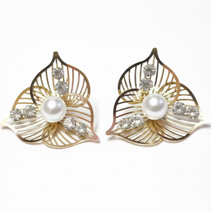 Pearl Leaf Stud Earrings