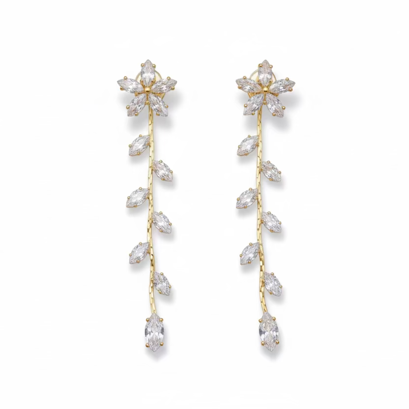 Crystal Leaf Earrings