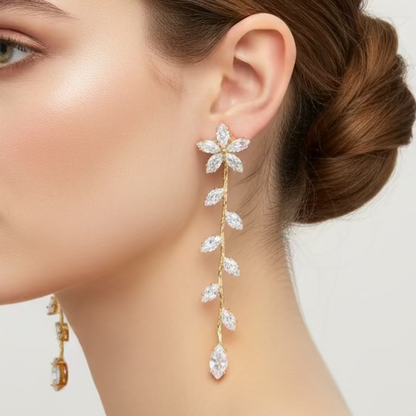 Crystal Leaf Earrings