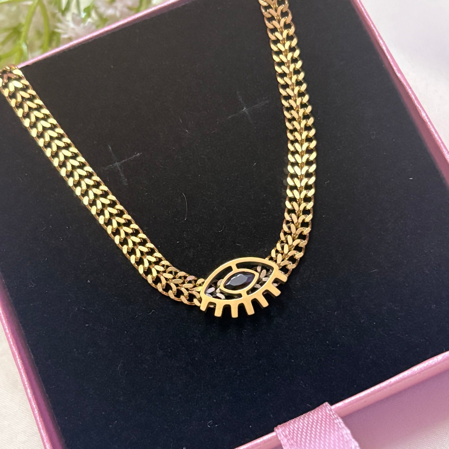 Gold Plated Evil Eye Necklace