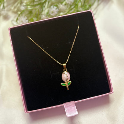 Gold Tulip charm Necklace