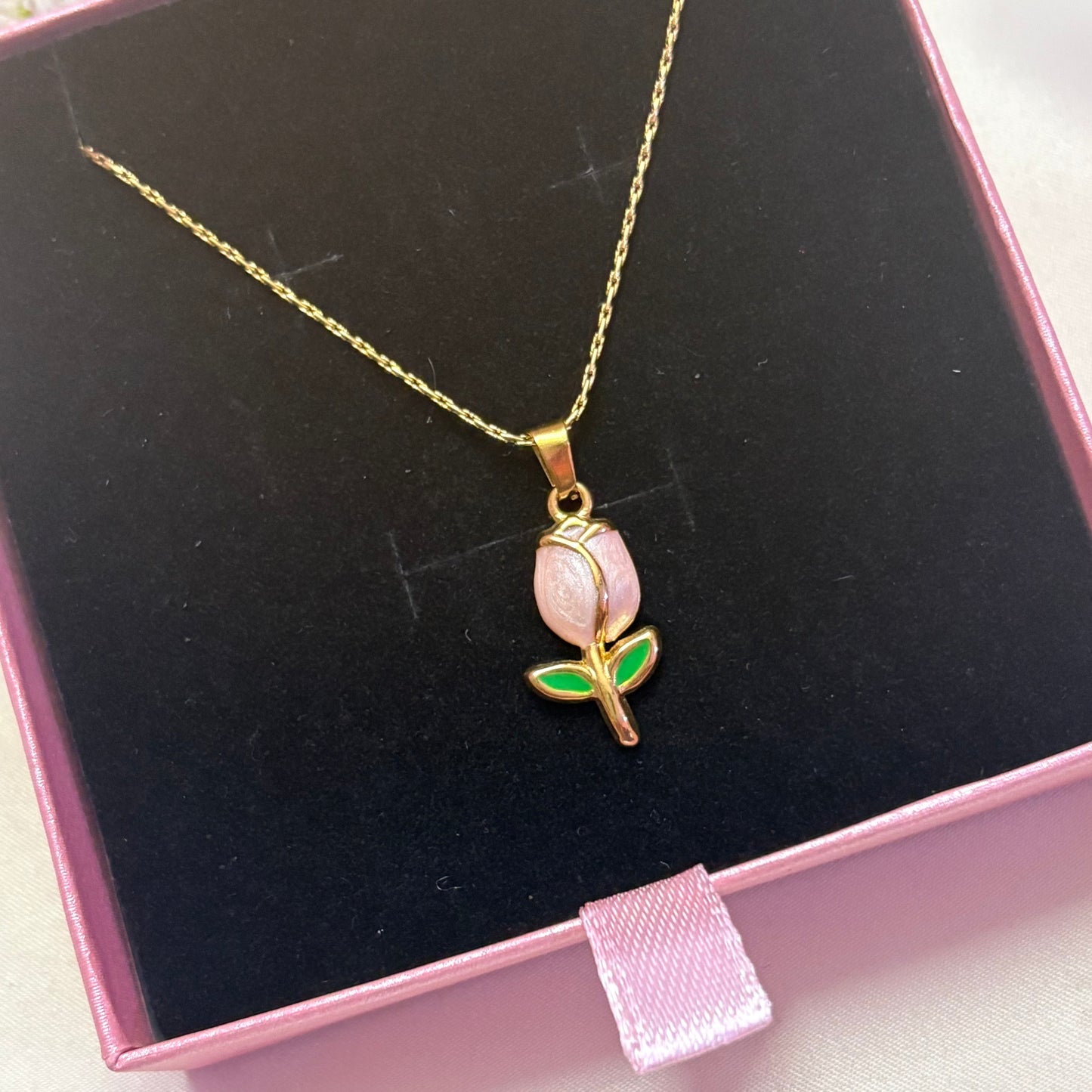 Gold Tulip charm Necklace