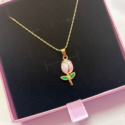 Gold Tulip charm Necklace