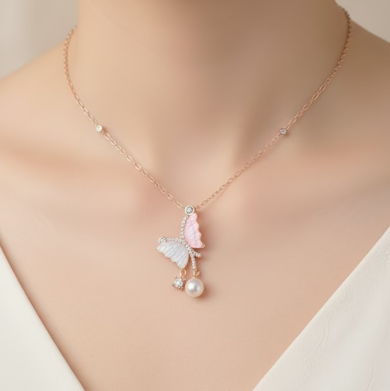Butterfly Pearl Necklace
