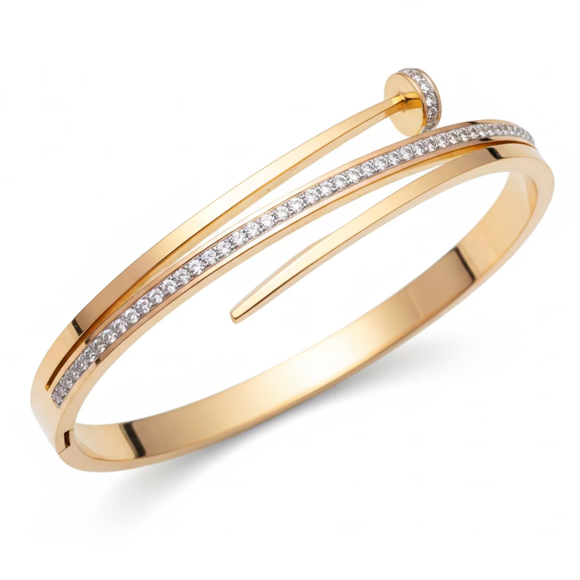 Gold Plated Crystal Kada Bracelet