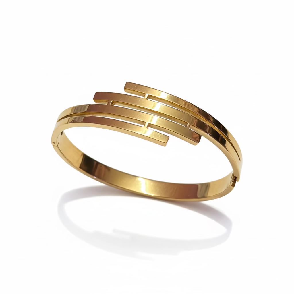 Sleek Gold Tone Open Cuff Bracelet