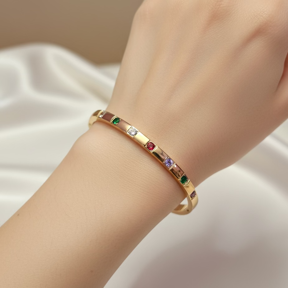 Multicolor Stone Kada Bracelet