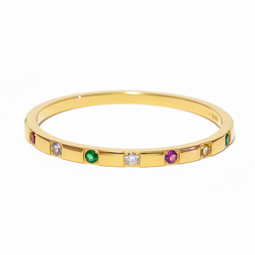 Gold Plated Multicolor Stone Kada Bracelet for Women