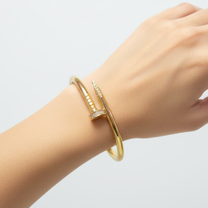 Gold Plated Nail Cuff Bracelet