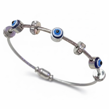 Evil Eye Silver Kada Bracele
