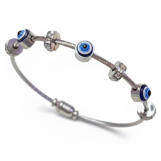 Evil Eye Silver Kada Bracele
