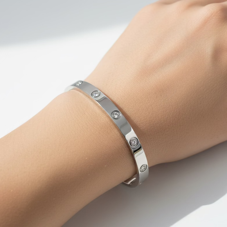 Classic Screw Silver Kada Bracelet