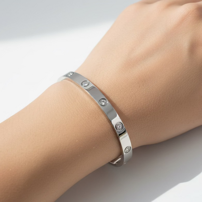 Classic Screw Silver Kada Bracelet