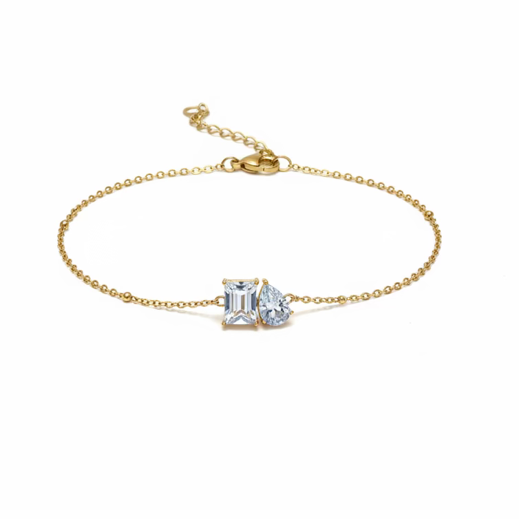 Duo Crystal Chain Bracelet