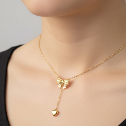 Bow Heart Necklace