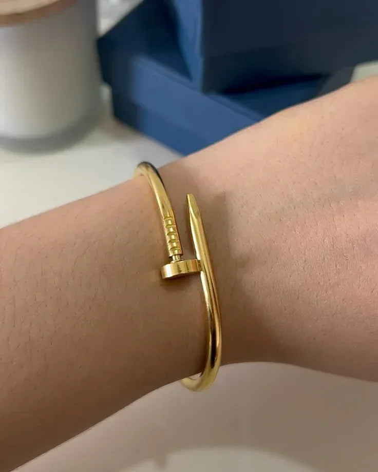 Gold Plated Nail Bangle Bracelet