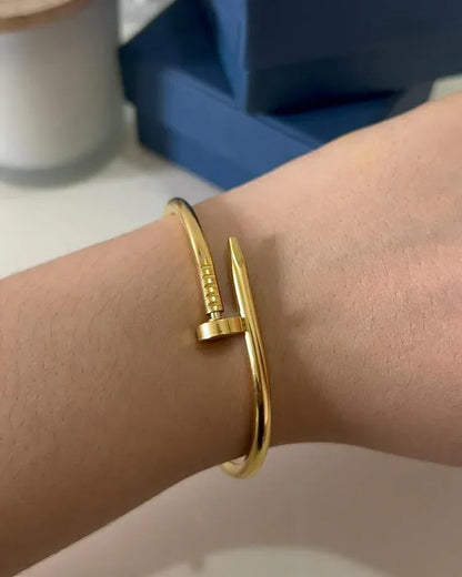 Gold Plated Nail Bangle Bracelet