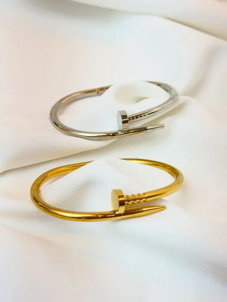 Gold Plated Nail Bangle Bracelet