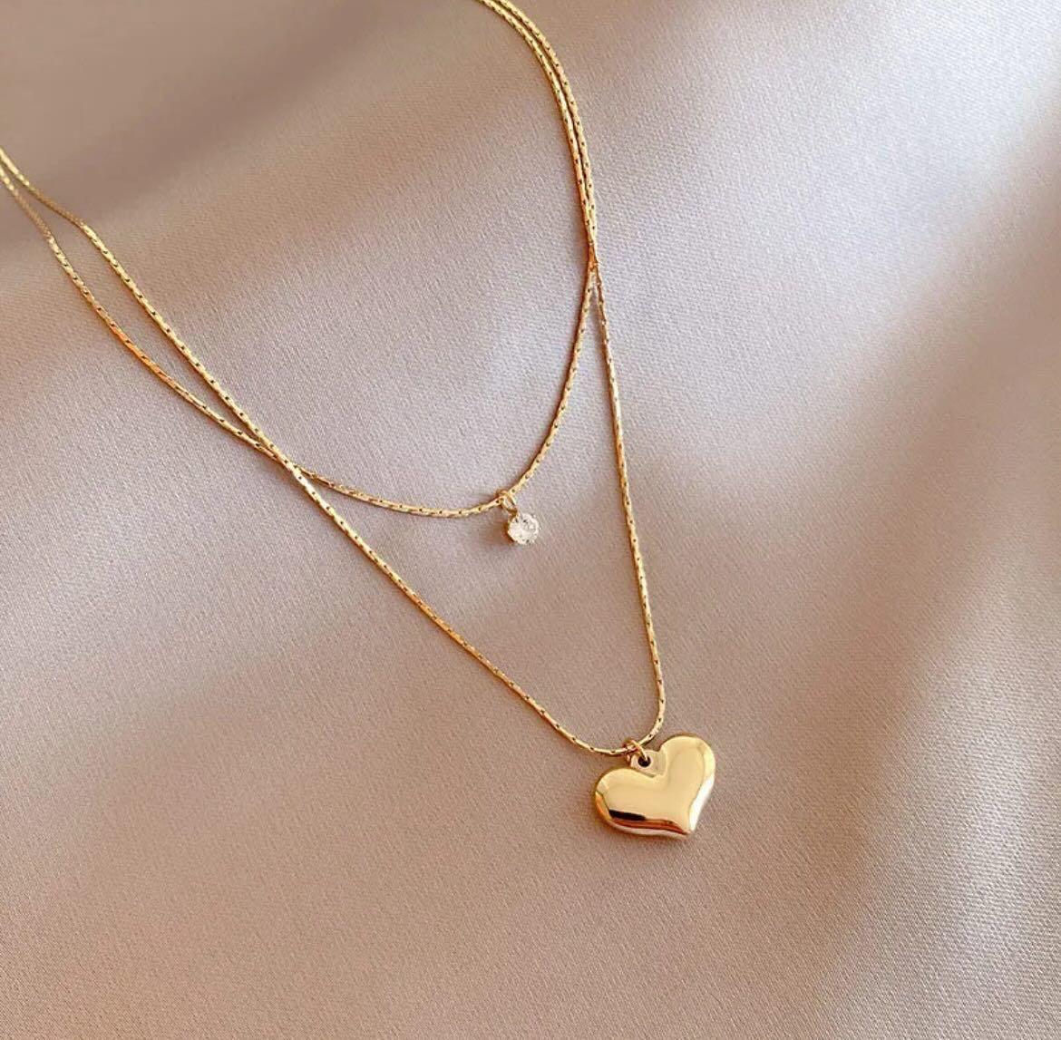 Double Layer Heart Necklace - Aesthla 
