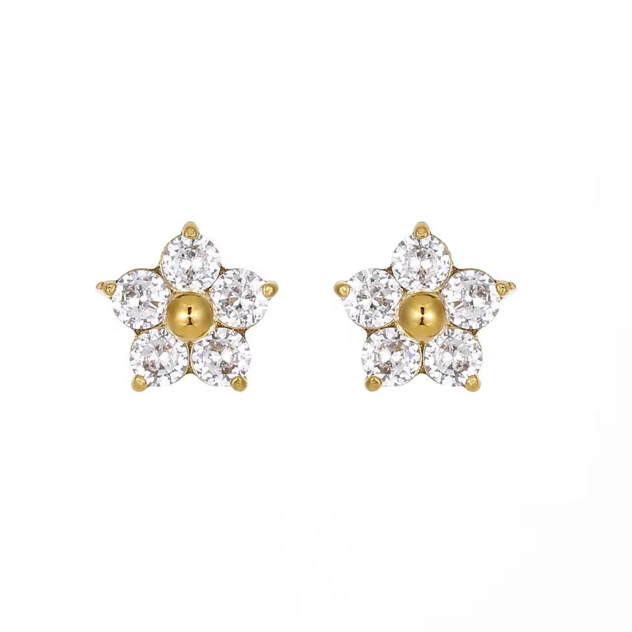 Zircon flower stud earring - Aesthla 