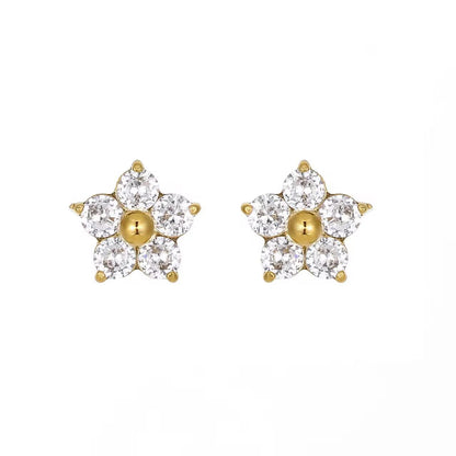Zircon flower stud earring - Aesthla 