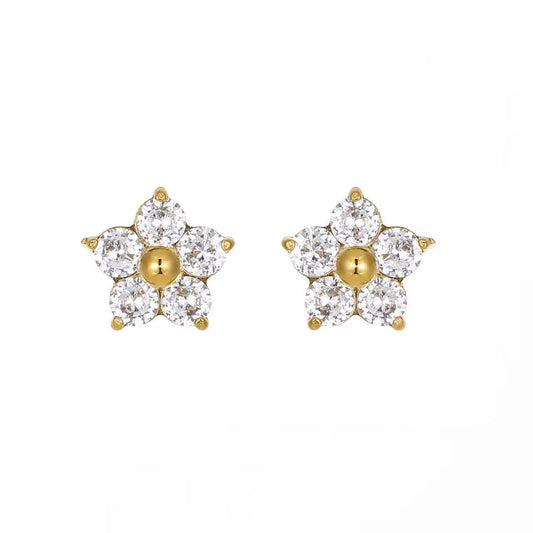 Zircon flower stud earring - Aesthla 