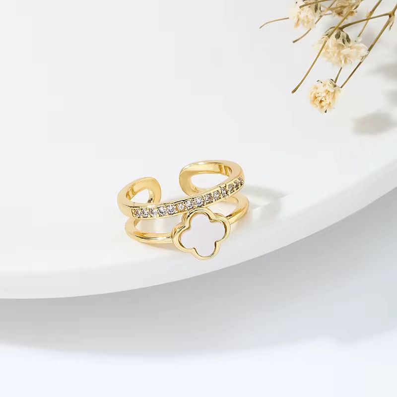 Gold Plated White Pattern Ring