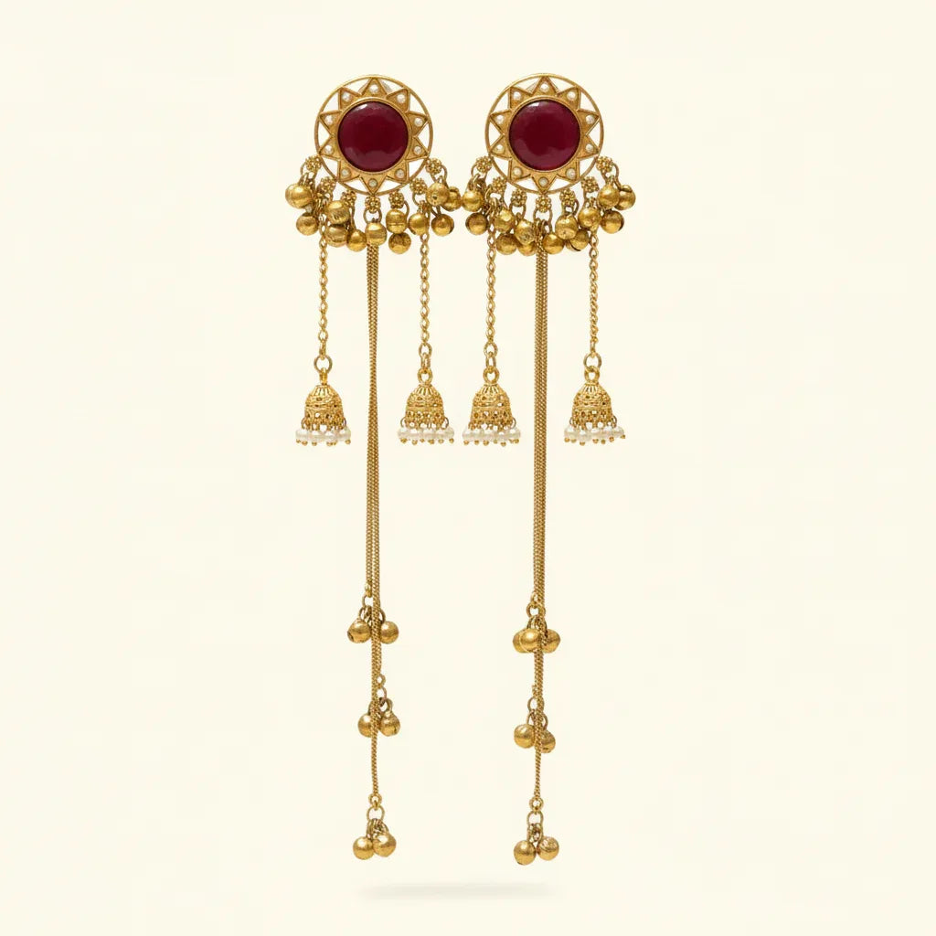 Ruby Stone Long Earrings