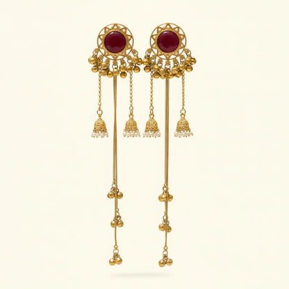 Ruby Stone Long Earrings