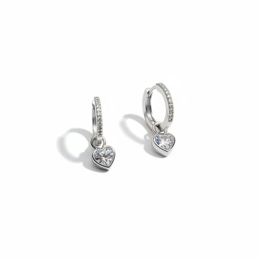 Silver Heart Dangle Earrings