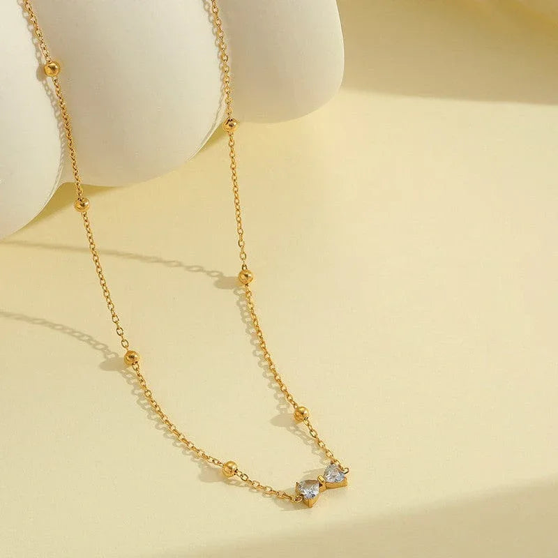 Studded Bow Neckalce