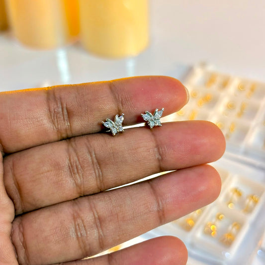 Silver Dainty Butterfly Studs