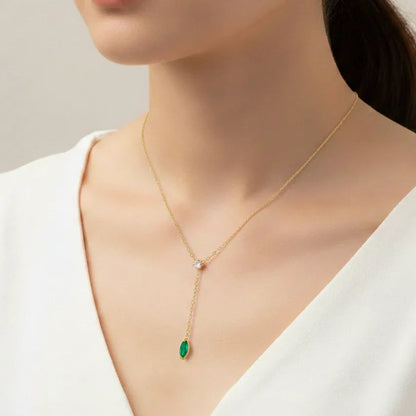 Aurielle Green Stone Necklace - Aesthla