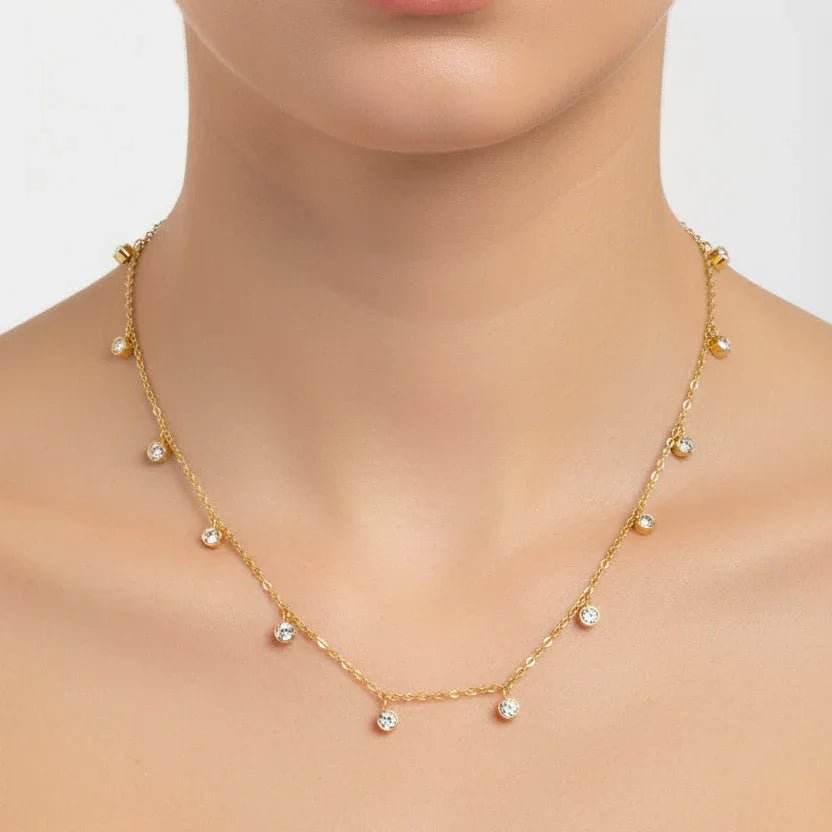 Bezel Set Crystal Necklace - Aesthla