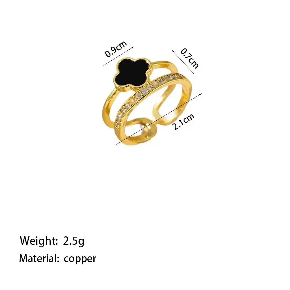 Black Floral Ring - Aesthla