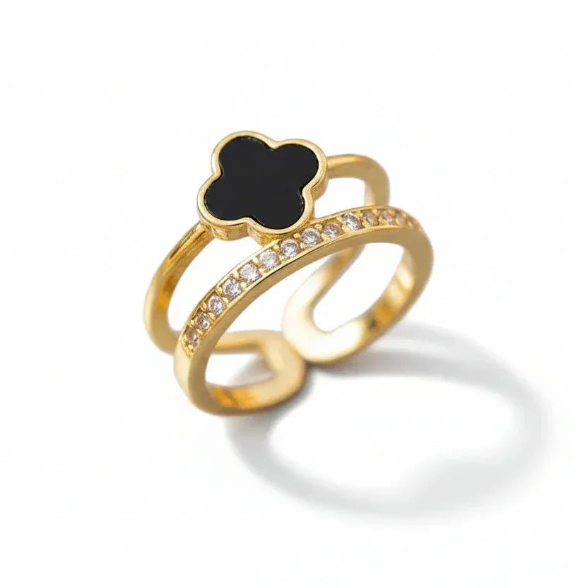 Black Floral Ring - Aesthla