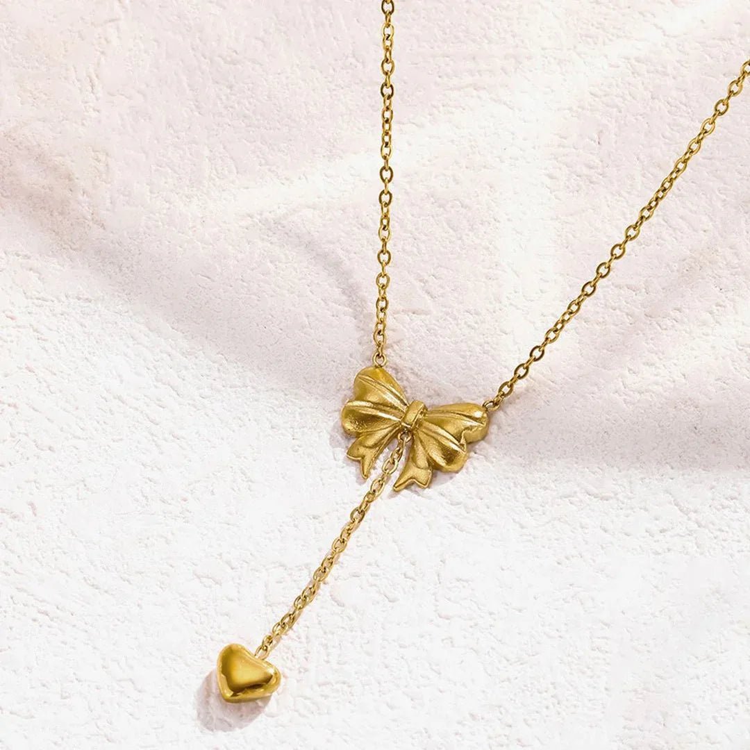 Bow Heart Necklace - Aesthla