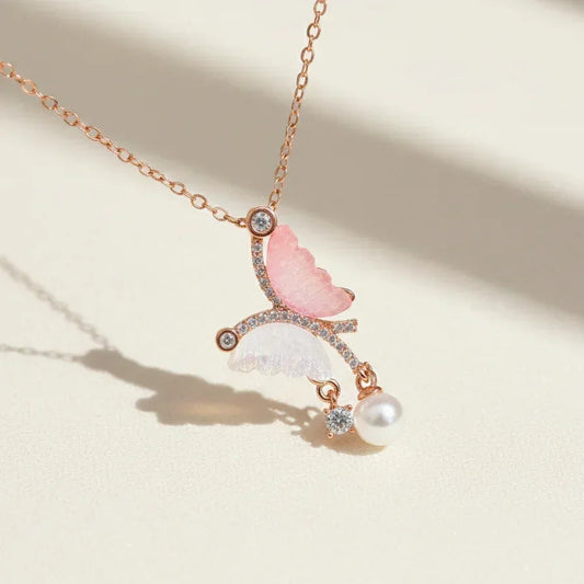 Butterfly Pearl Necklace - Aesthla