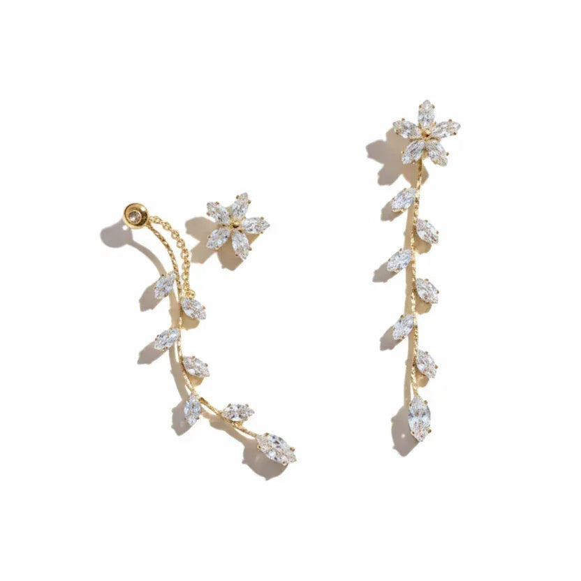Crystal Leaf Earrings - Aesthla