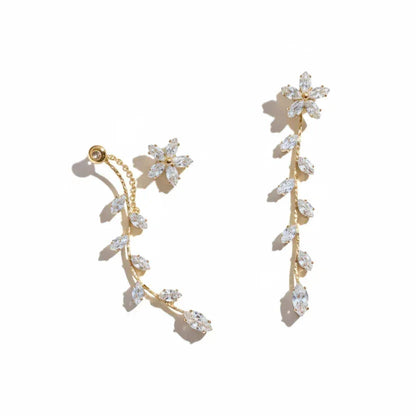Crystal Leaf Earrings - Aesthla