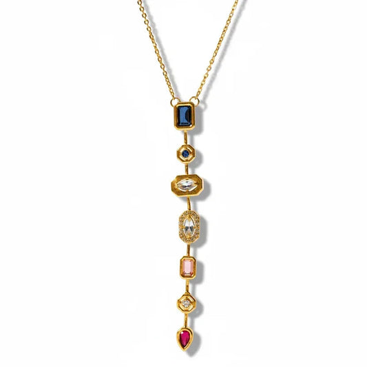Dainty Gem Vertical Necklace - Aesthla