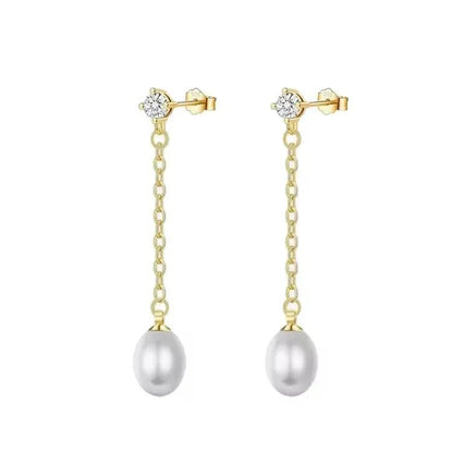 Dainty Pearl Danglers - Aesthla